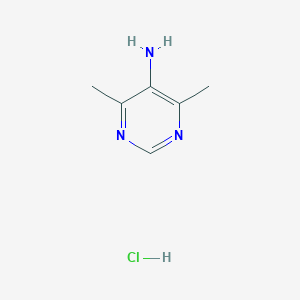 molecular formula C6H10ClN3 B2515151 4,6-Dimethylpyrimidin-5-amine;hydrochloride CAS No. 2411219-33-3