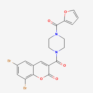 molecular formula C19H14Br2N2O5 B2515154 6,8-Dibromo-3-{[4-(2-furylcarbonyl)piperazinyl]carbonyl}chromen-2-one CAS No. 886147-55-3