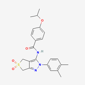 molecular formula C23H25N3O4S B2515158 N-(2-(3,4-dimethylphenyl)-5,5-dioxido-4,6-dihydro-2H-thieno[3,4-c]pyrazol-3-yl)-4-isopropoxybenzamide CAS No. 681267-57-2