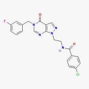 molecular formula C21H17ClFN5O2 B2515162 4-氯-N-(2-(5-(3-氟苄基)-4-氧代-4,5-二氢-1H-吡唑并[3,4-d]嘧啶-1-基)乙基)苯甲酰胺 CAS No. 921990-27-4