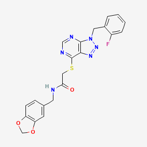 molecular formula C21H17FN6O3S B2515176 N-(benzo[d][1,3]dioxol-5-ylmethyl)-2-((3-(2-fluorobenzyl)-3H-[1,2,3]triazolo[4,5-d]pyrimidin-7-yl)thio)acetamide CAS No. 863458-85-9