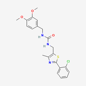 molecular formula C21H22ClN3O3S B2515185 1-((2-(2-Chlorophenyl)-4-methylthiazol-5-yl)methyl)-3-(3,4-dimethoxybenzyl)urea CAS No. 1421442-17-2