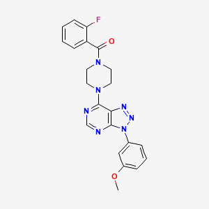 molecular formula C22H20FN7O2 B2515194 (2-氟苯基)(4-(3-(3-甲氧基苯基)-3H-[1,2,3]三唑并[4,5-d]嘧啶-7-基)哌嗪-1-基)甲苯酮 CAS No. 920205-49-8