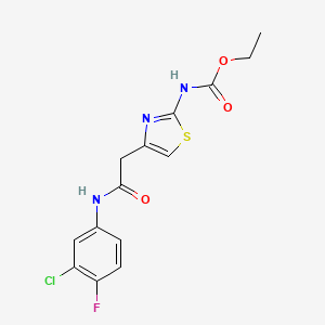 molecular formula C14H13ClFN3O3S B2515196 4-(2-((3-氯-4-氟苯基)氨基)-2-氧代乙基)噻唑-2-基氨基甲酸乙酯 CAS No. 946284-84-0