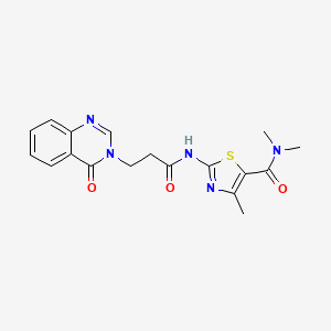molecular formula C18H19N5O3S B2515197 N,N,4-三甲基-2-(3-(4-氧代喹唑啉-3(4H)-基)丙酰胺基)噻唑-5-甲酰胺 CAS No. 1226458-66-7