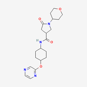 5-oxo-N-((1r,4r)-4-(pyrazin-2-yloxy)cyclohexyl)-1-(tetrahydro-2H-pyran-4-yl)pyrrolidine-3-carboxamide
