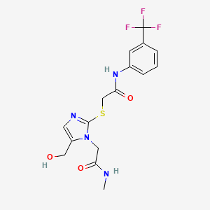 2-((5-(hydroxymethyl)-1-(2-(methylamino)-2-oxoethyl)-1H-imidazol-2-yl)thio)-N-(3-(trifluoromethyl)phenyl)acetamide