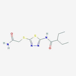molecular formula C10H16N4O2S2 B2515209 N-[5-(2-amino-2-oxoethyl)sulfanyl-1,3,4-thiadiazol-2-yl]-2-ethylbutanamide CAS No. 893348-32-8