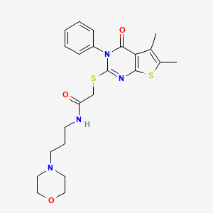 2-((5,6-dimethyl-4-oxo-3-phenyl-3,4-dihydrothieno[2,3-d]pyrimidin-2-yl)thio)-N-(3-morpholinopropyl)acetamide