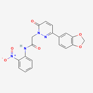 molecular formula C19H14N4O6 B2515218 2-[3-(1,3-苯并二氧杂环-5-基)-6-氧代吡哒嗪-1-基]-N-(2-硝基苯基)乙酰胺 CAS No. 942007-97-8