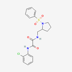 molecular formula C19H20ClN3O4S B2515257 N1-(2-chlorophenyl)-N2-((1-(phenylsulfonyl)pyrrolidin-2-yl)methyl)oxalamide CAS No. 896270-10-3