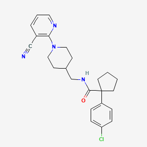 molecular formula C24H27ClN4O B2515262 1-(4-chlorophenyl)-N-((1-(3-cyanopyridin-2-yl)piperidin-4-yl)methyl)cyclopentanecarboxamide CAS No. 1797124-17-4