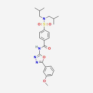 molecular formula C24H30N4O5S B2515279 4-[双(2-甲基丙基)磺酰胺基]-N-[5-(3-甲氧基苯基)-1,3,4-恶二唑-2-基]苯甲酰胺 CAS No. 533870-05-2