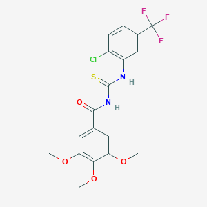 molecular formula C18H16ClF3N2O4S B251528 N-{[2-chloro-5-(trifluoromethyl)phenyl]carbamothioyl}-3,4,5-trimethoxybenzamide 