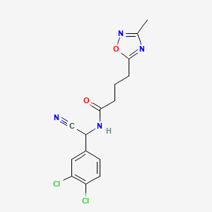 molecular formula C15H14Cl2N4O2 B2515280 N-[Cyano-(3,4-dichlorophenyl)methyl]-4-(3-methyl-1,2,4-oxadiazol-5-yl)butanamide CAS No. 2418721-89-6