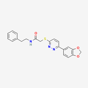 molecular formula C21H19N3O3S B2515282 2-((6-(benzo[d][1,3]dioxol-5-yl)pyridazin-3-yl)thio)-N-phenethylacetamide CAS No. 872695-51-7