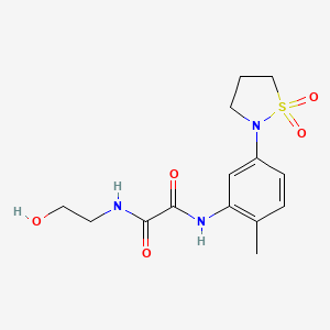 molecular formula C14H19N3O5S B2515287 N1-(5-(1,1-dioxidoisothiazolidin-2-yl)-2-methylphenyl)-N2-(2-hydroxyethyl)oxalamide CAS No. 1105215-20-0
