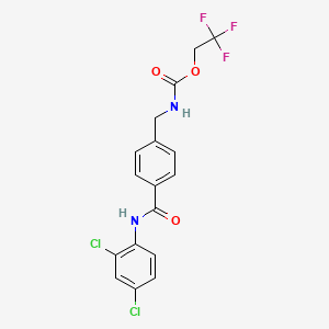 molecular formula C17H13Cl2F3N2O3 B2515288 2,2,2-trifluoroethyl N-{4-[(2,4-dichloroanilino)carbonyl]benzyl}carbamate CAS No. 860649-85-0