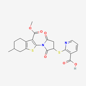 2-((1-(3-(Methoxycarbonyl)-6-methyl-4,5,6,7-tetrahydrobenzo[b]thiophen-2-yl)-2,5-dioxopyrrolidin-3-yl)thio)nicotinic acid