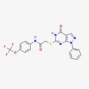 2-((4-oxo-1-phenyl-4,5-dihydro-1H-pyrazolo[3,4-d]pyrimidin-6-yl)thio)-N-(4-(trifluoromethoxy)phenyl)acetamide