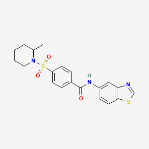 molecular formula C20H21N3O3S2 B2515318 N-(benzo[d]thiazol-5-yl)-4-((2-methylpiperidin-1-yl)sulfonyl)benzamide CAS No. 941966-31-0