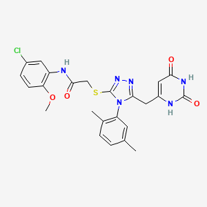 molecular formula C24H23ClN6O4S B2515319 N-(5-chloro-2-methoxyphenyl)-2-[[4-(2,5-dimethylphenyl)-5-[(2,4-dioxo-1H-pyrimidin-6-yl)methyl]-1,2,4-triazol-3-yl]sulfanyl]acetamide CAS No. 896677-20-6