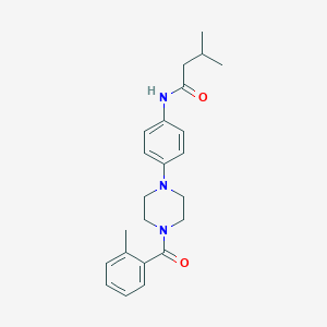 molecular formula C23H29N3O2 B251532 3-Methyl-N-{4-[4-(2-methylbenzoyl)piperazin-1-YL]phenyl}butanamide 