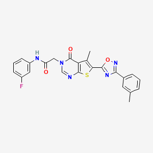 N-(3-fluorophenyl)-2-(5-methyl-4-oxo-6-(3-(m-tolyl)-1,2,4-oxadiazol-5-yl)thieno[2,3-d]pyrimidin-3(4H)-yl)acetamide