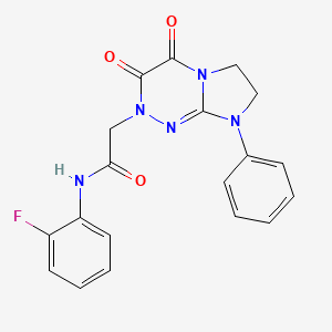 molecular formula C19H16FN5O3 B2515349 2-(3,4-dioxo-8-phenyl-3,4,7,8-tetrahydroimidazo[2,1-c][1,2,4]triazin-2(6H)-yl)-N-(2-fluorophenyl)acetamide CAS No. 942011-47-4