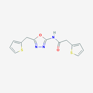 molecular formula C13H11N3O2S2 B2515352 2-(thiophen-2-yl)-N-(5-(thiophen-2-ylmethyl)-1,3,4-oxadiazol-2-yl)acetamide CAS No. 1049223-94-0
