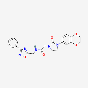 2-(3-(2,3-dihydrobenzo[b][1,4]dioxin-6-yl)-2-oxoimidazolidin-1-yl)-N-((3-phenyl-1,2,4-oxadiazol-5-yl)methyl)acetamide