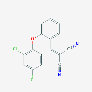 molecular formula C16H8Cl2N2O B2515363 2-{[2-(2,4-二氯苯氧基)苯基]亚甲基}丙二腈 CAS No. 866040-84-8