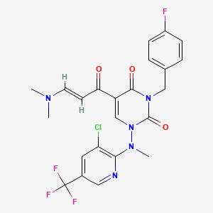 molecular formula C23H20ClF4N5O3 B2515364 1-[[3-chloro-5-(trifluoromethyl)-2-pyridinyl](methyl)amino]-5-[3-(dimethylamino)acryloyl]-3-(4-fluorobenzyl)-2,4(1H,3H)-pyrimidinedione CAS No. 338399-45-4