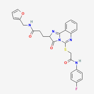 molecular formula C26H22FN5O4S B2515384 3-[5-({[(4-fluorophenyl)carbamoyl]methyl}sulfanyl)-3-oxo-2H,3H-imidazo[1,2-c]quinazolin-2-yl]-N-[(furan-2-yl)methyl]propanamide CAS No. 1037168-22-1