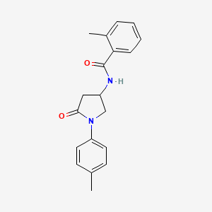 molecular formula C19H20N2O2 B2515392 2-methyl-N-(5-oxo-1-(p-tolyl)pyrrolidin-3-yl)benzamide CAS No. 905676-03-1