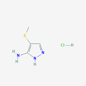 molecular formula C4H8ClN3S B2515413 4-(methylsulfanyl)-1H-pyrazol-3-amine hydrochloride CAS No. 1375472-48-2