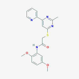molecular formula C20H20N4O3S B2515419 N-(2,5-二甲氧苯基)-2-((2-甲基-6-(吡啶-2-基)嘧啶-4-基)硫代)乙酰胺 CAS No. 1251551-59-3