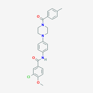 molecular formula C26H26ClN3O3 B251543 3-chloro-4-methoxy-N-{4-[4-(4-methylbenzoyl)-1-piperazinyl]phenyl}benzamide 