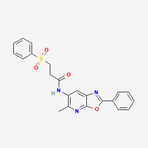 molecular formula C22H19N3O4S B2515442 N-(5-methyl-2-phenyloxazolo[5,4-b]pyridin-6-yl)-3-(phenylsulfonyl)propanamide CAS No. 2034317-70-7