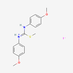 molecular formula C16H19IN2O2S B2515446 4-Methoxy-N-{[(4-methoxyphenyl)amino](methylsulfanyl)methylidene}anilinium iodide CAS No. 64830-89-3