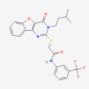 molecular formula C24H22F3N3O3S B2515449 2-{[3-(3-methylbutyl)-4-oxo-3,4-dihydro[1]benzofuro[3,2-d]pyrimidin-2-yl]sulfanyl}-N-[3-(trifluoromethyl)phenyl]acetamide CAS No. 899755-34-1