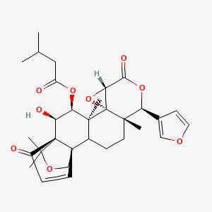 [(1S,5S,6S,9S,11R,12S,13S,14R,15R)-6-(Furan-3-yl)-14-hydroxy-5,12,16,16-tetramethyl-8,21-dioxo-7,10,17-trioxahexacyclo[13.3.3.01,15.02,12.05,11.09,11]henicos-19-en-13-yl] 3-methylbutanoate