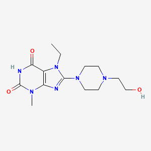molecular formula C14H22N6O3 B2515464 7-ethyl-8-(4-(2-hydroxyethyl)piperazin-1-yl)-3-methyl-1H-purine-2,6(3H,7H)-dione CAS No. 941886-00-6