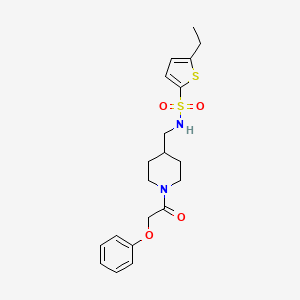 molecular formula C20H26N2O4S2 B2515474 5-エチル-N-((1-(2-フェノキシアセチル)ピペリジン-4-イル)メチル)チオフェン-2-スルホンアミド CAS No. 1235087-70-3