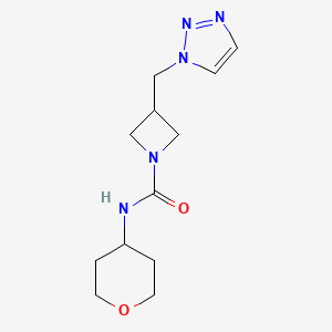 molecular formula C12H19N5O2 B2515480 N-(oxan-4-yl)-3-[(1H-1,2,3-triazol-1-yl)methyl]azetidine-1-carboxamide CAS No. 2199179-72-9