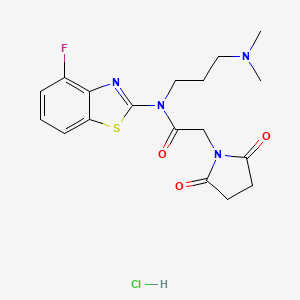 molecular formula C18H22ClFN4O3S B2515481 N-(3-(dimethylamino)propyl)-2-(2,5-dioxopyrrolidin-1-yl)-N-(4-fluorobenzo[d]thiazol-2-yl)acetamide hydrochloride CAS No. 1216953-96-6