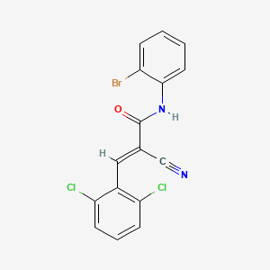 molecular formula C16H9BrCl2N2O B2515483 (E)-N-(2-bromophenyl)-2-cyano-3-(2,6-dichlorophenyl)prop-2-enamide CAS No. 380566-15-4