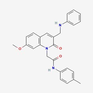 molecular formula C26H25N3O3 B2515508 2-[3-(苯胺甲基)-7-甲氧基-2-氧代喹啉-1(2H)-基]-N-(4-甲基苯基)乙酰胺 CAS No. 932523-11-0