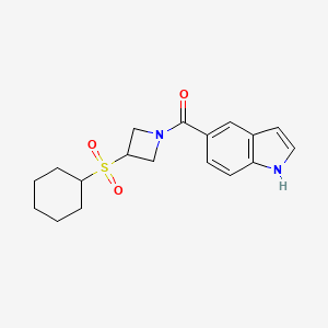 molecular formula C18H22N2O3S B2515514 (3-(环己基磺酰基)氮杂环丁-1-基)(1H-吲哚-5-基)甲酮 CAS No. 1448057-64-4