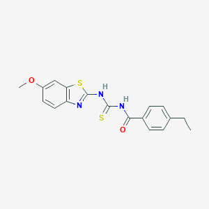 molecular formula C18H17N3O2S2 B251552 4-ethyl-N-[(6-methoxy-1,3-benzothiazol-2-yl)carbamothioyl]benzamide 